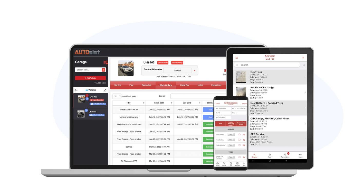 AUTOsist fleet management software dashboard showing vehicle tracking and operations interfac