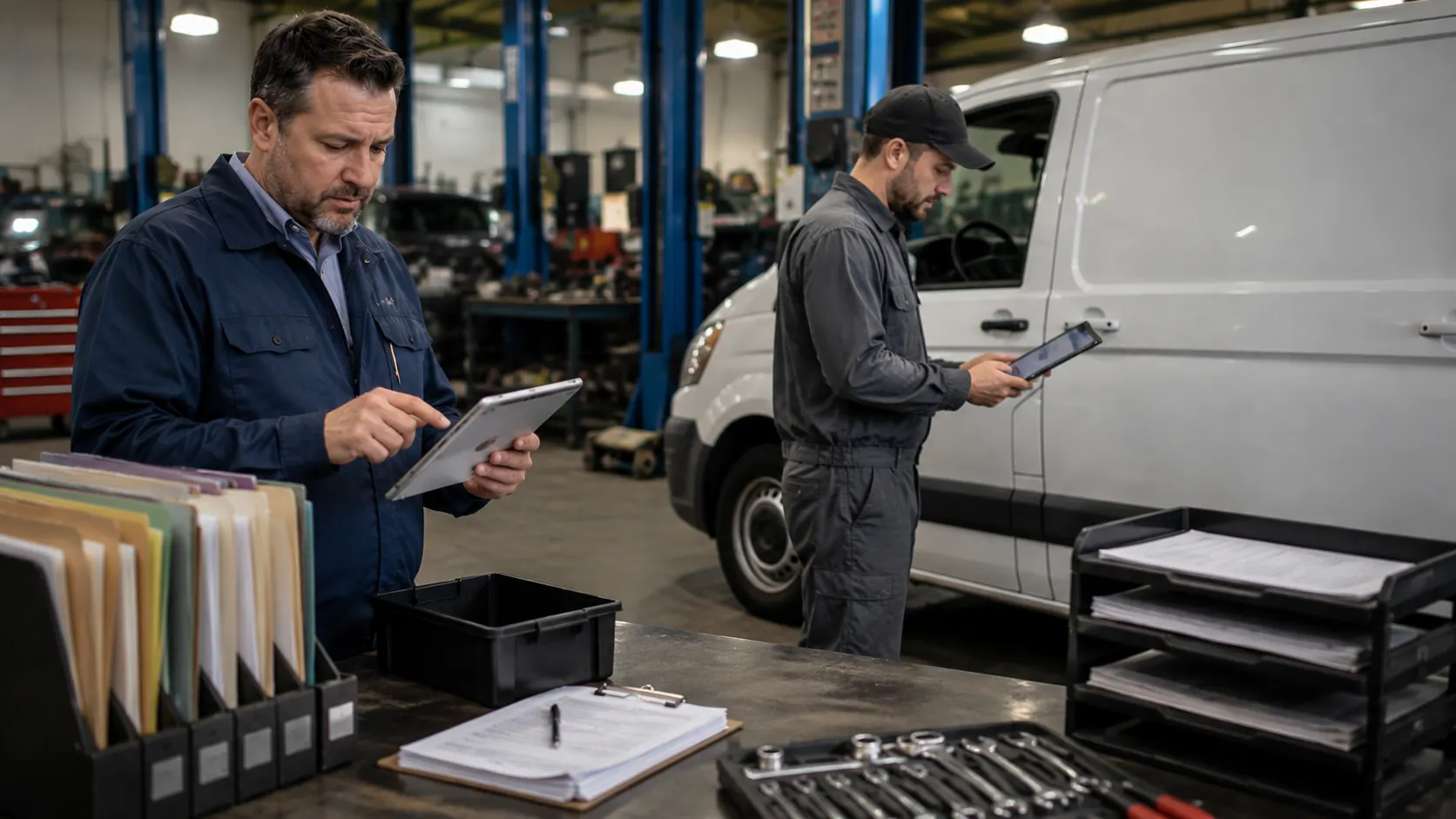Fleet compliance audit checklist covering maintenance records, driver files, registrations, and inspection reports