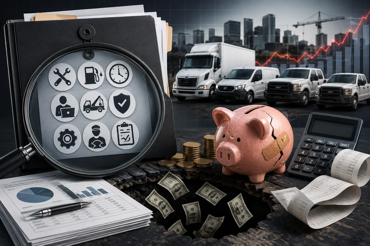 Fleet manager reviewing hidden budget items that increase true fleet operating costs