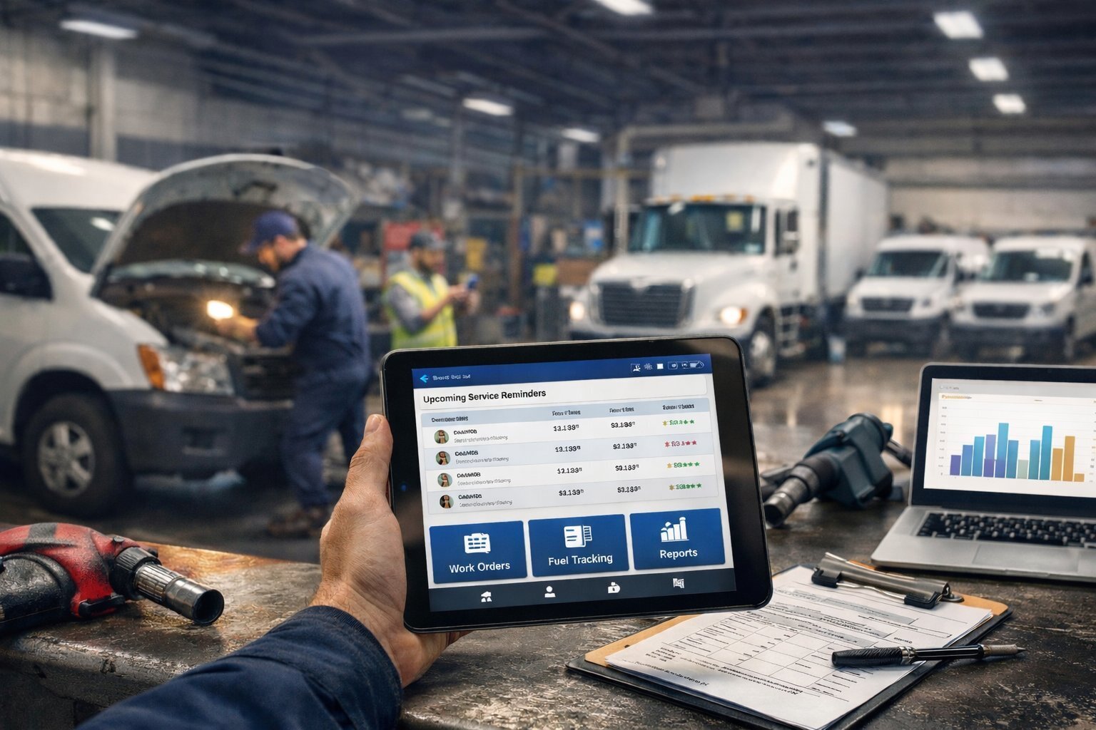 Small fleet maintenance management software dashboard