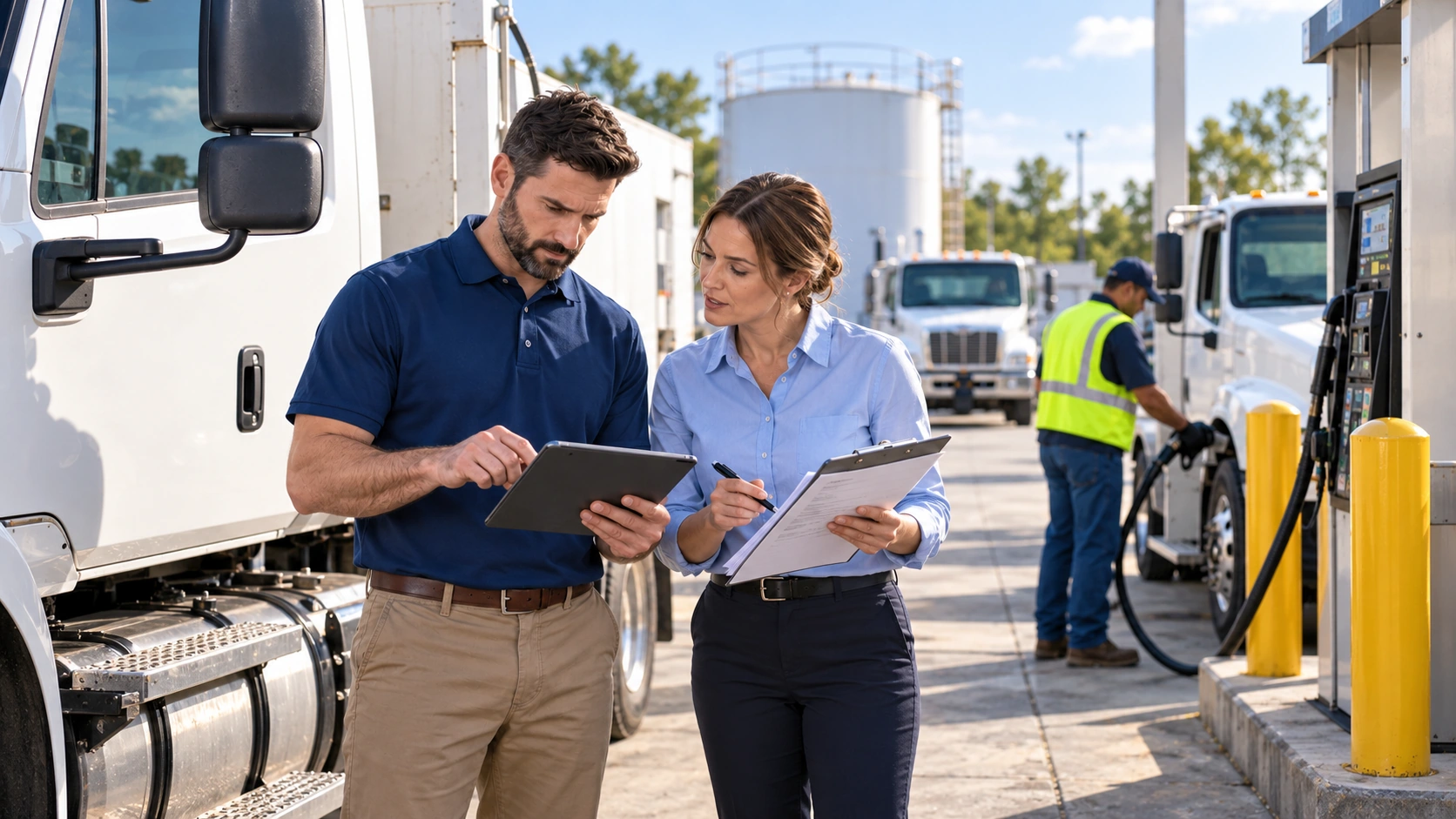 Fuel purchases reconciled against vehicle odometer readings and tank inventory