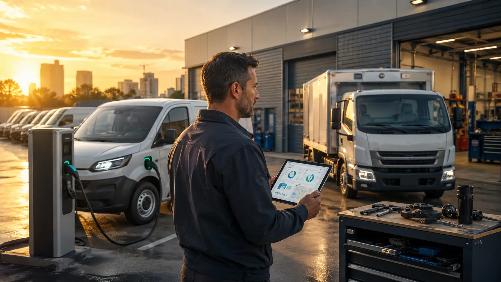 Electric vehicles in modern fleet management dashboard