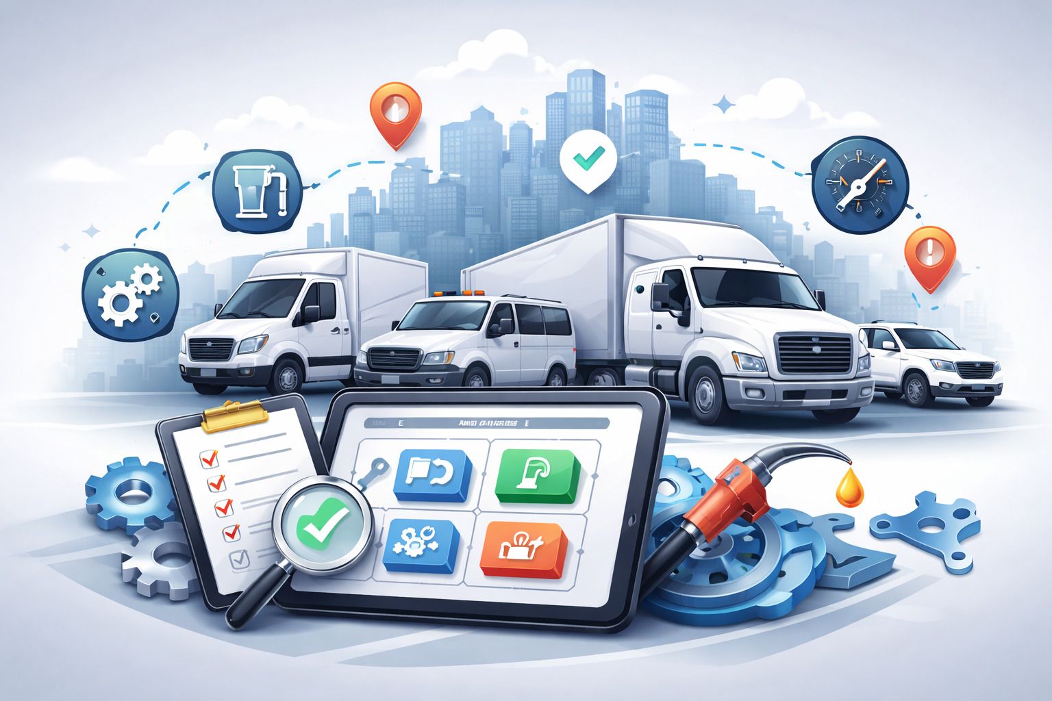 Fleet manager analyzing factors that impact fleet efficiency