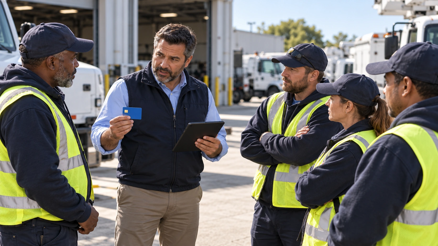 Fleet manager training drivers on a fuel policy