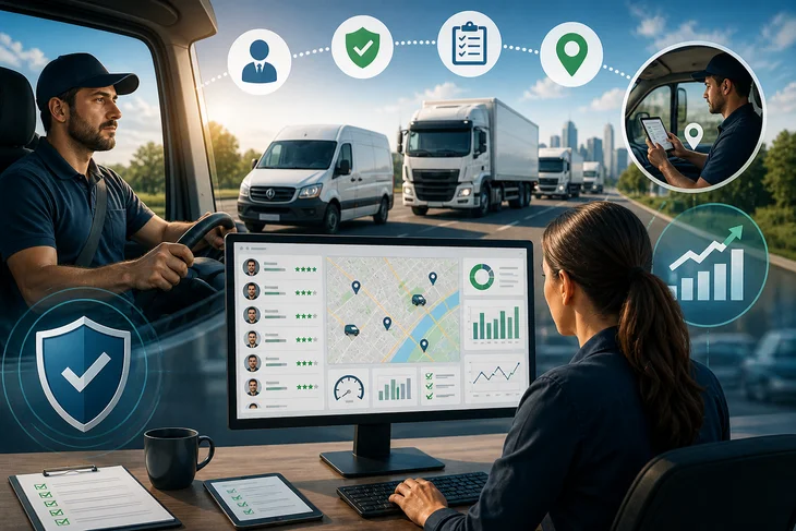 Fleet manager using software to track driver accountability and performance