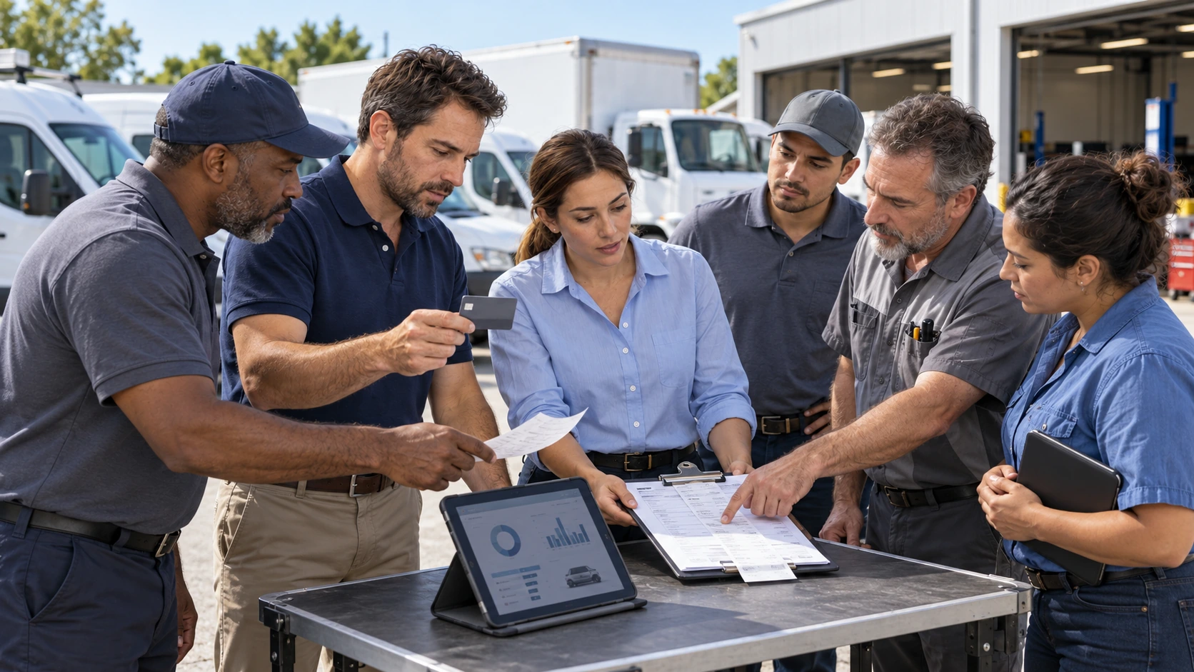 Fleet vehicles with expense cards used for fuel, repairs and tolls