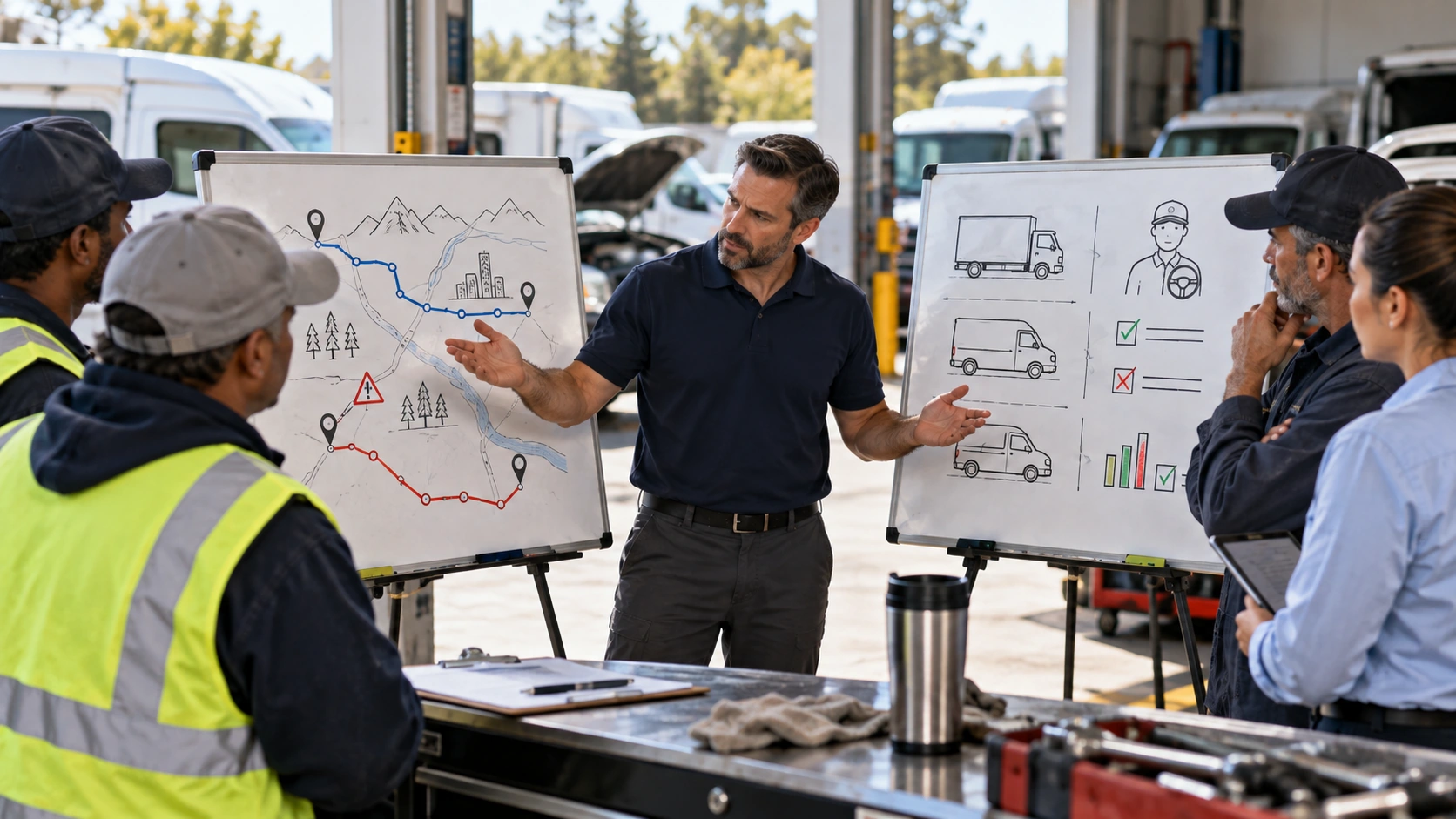 Fleet manager diagnosing whether the route, vehicle, or driver causes high fuel cost