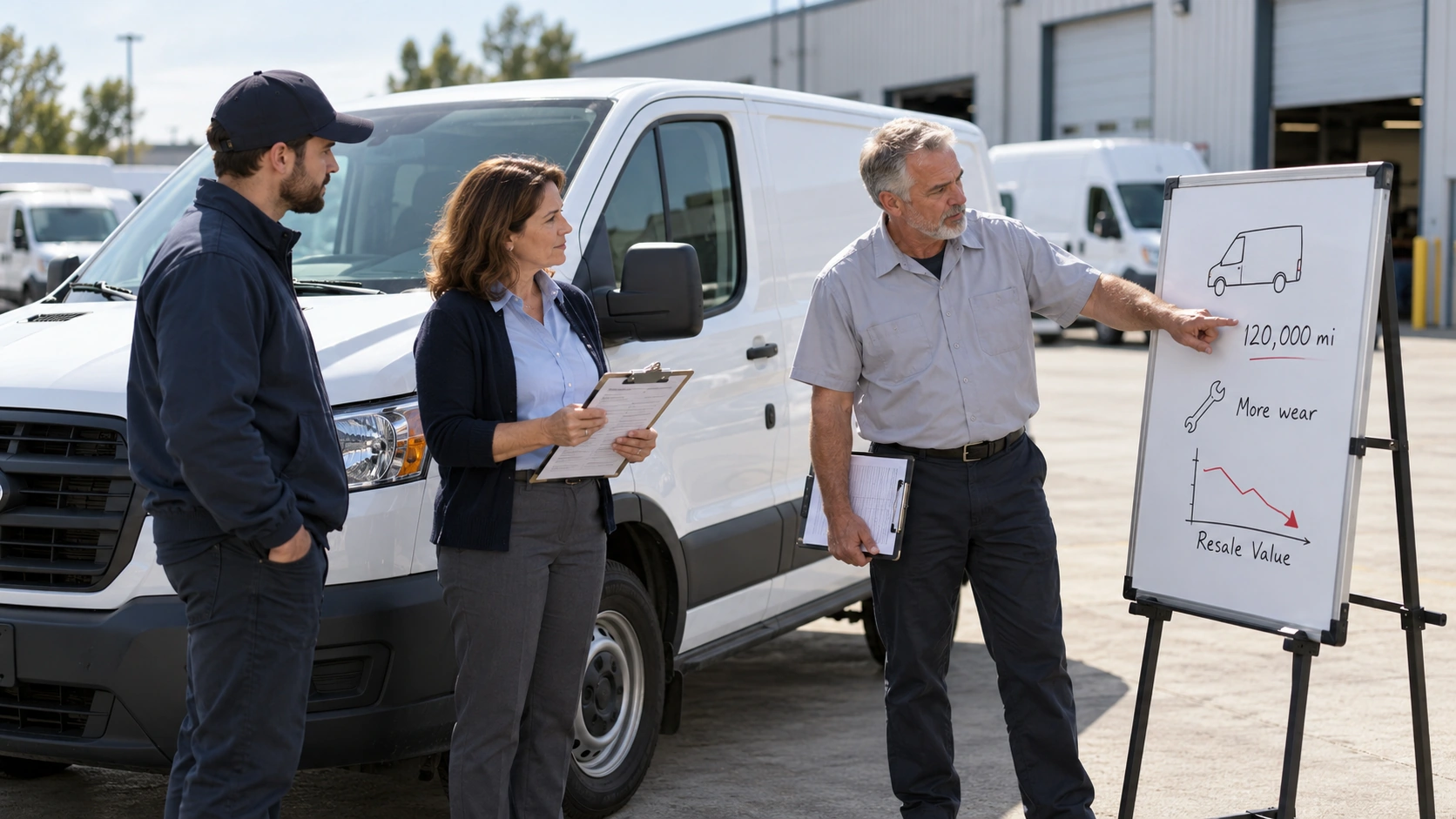 Leased fleet vehicles whose return mileage affects residual value
