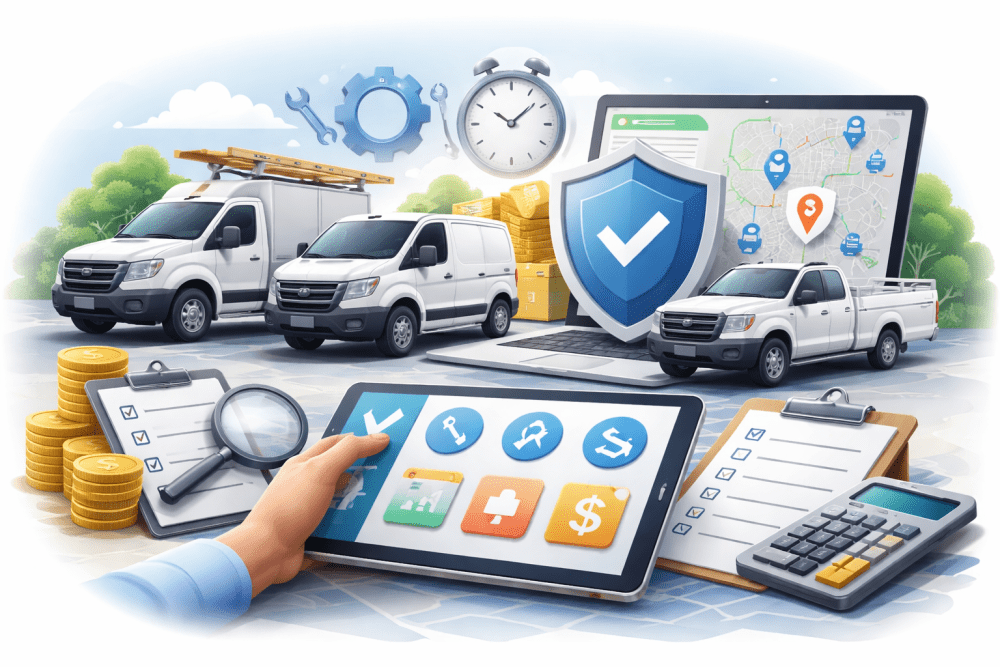 Small fleet owner reviewing ROI breakdown for fleet management software