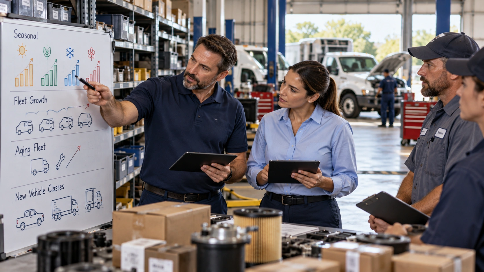 Reorder points calculated separately by depot for a multi location fleet