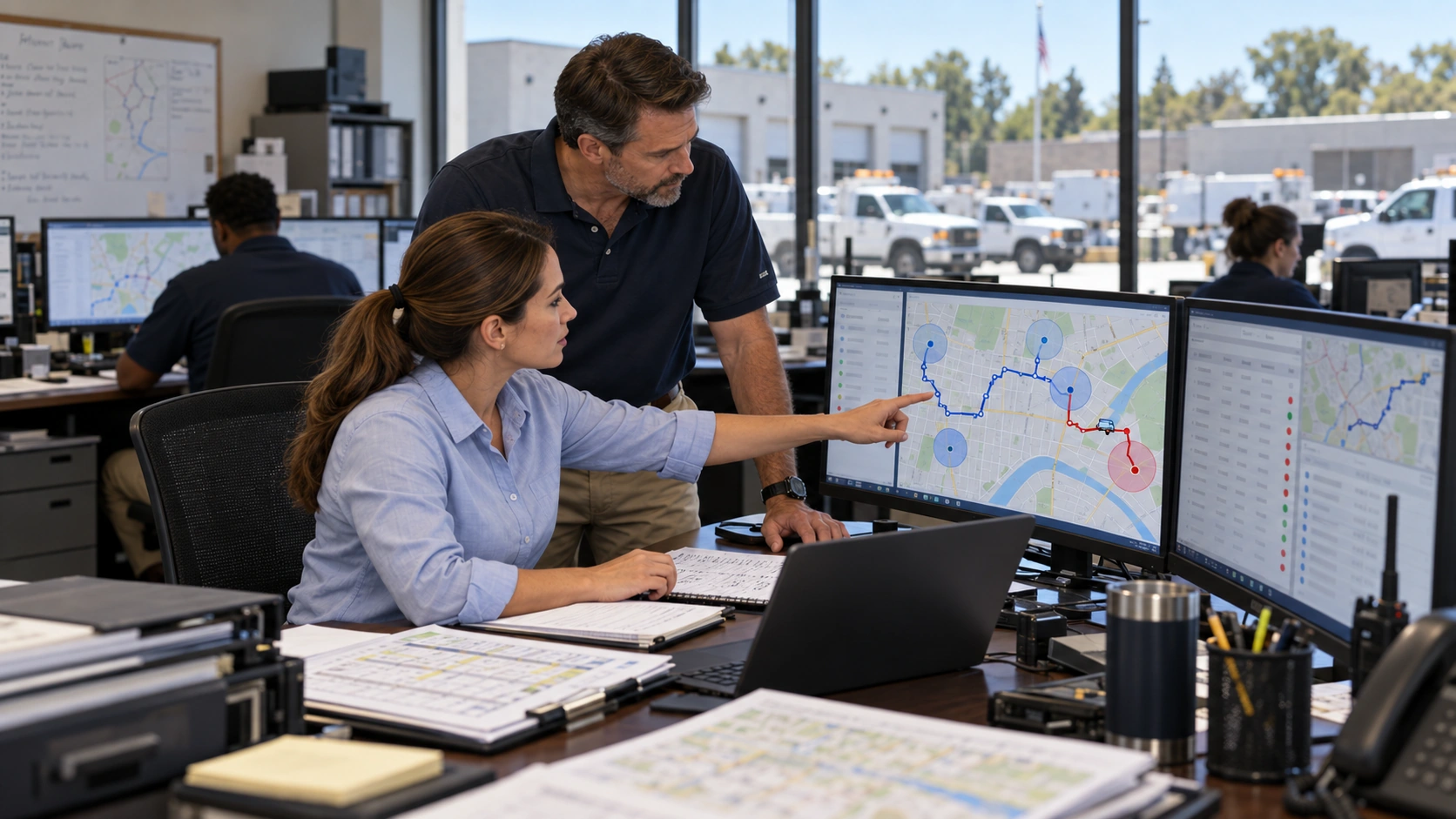 Geofence arrival evidence compared with trip log mileage to flag a route deviation