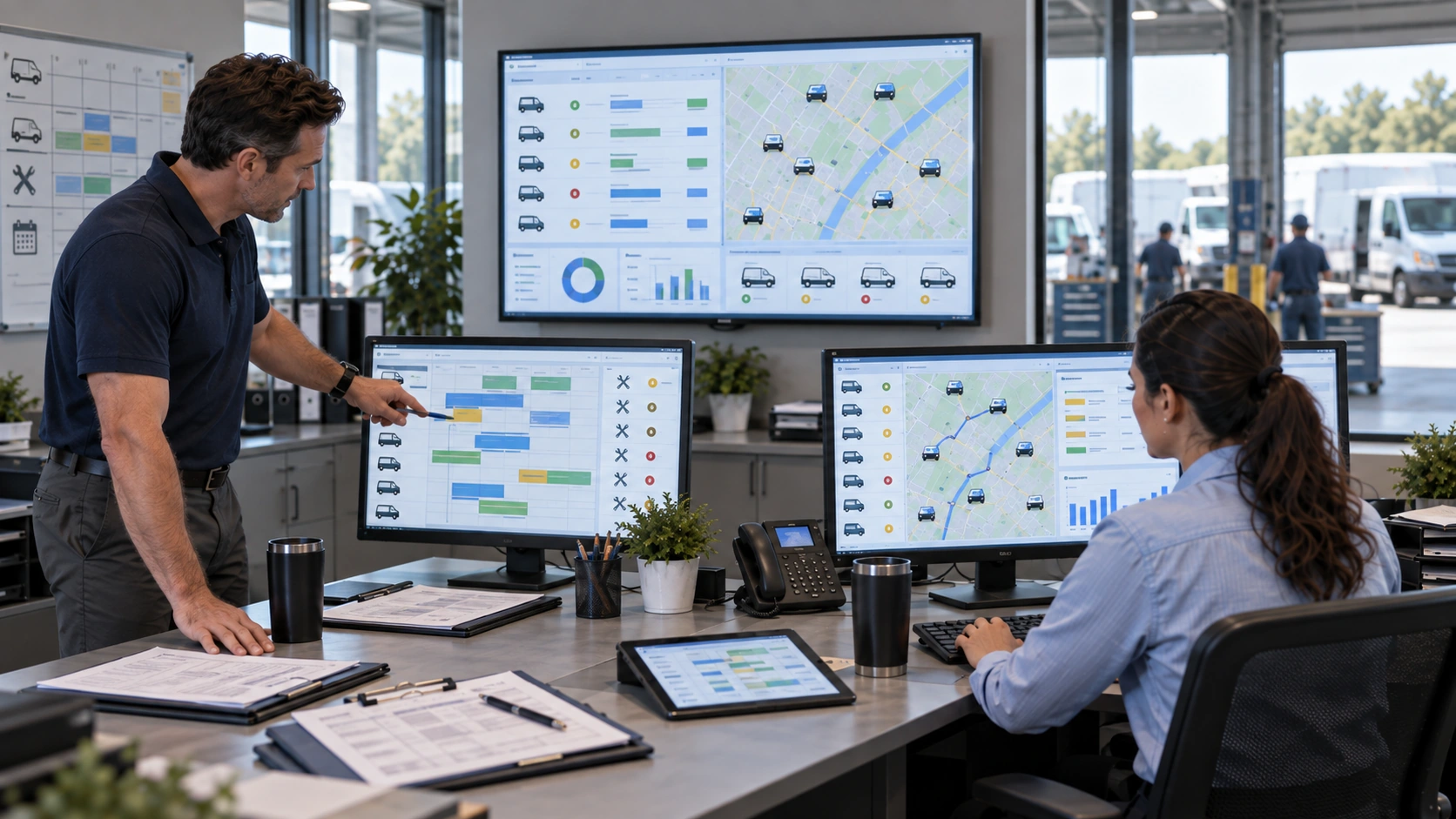 Scheduling and dispatch reading one shared vehicle availability record without merging decisions