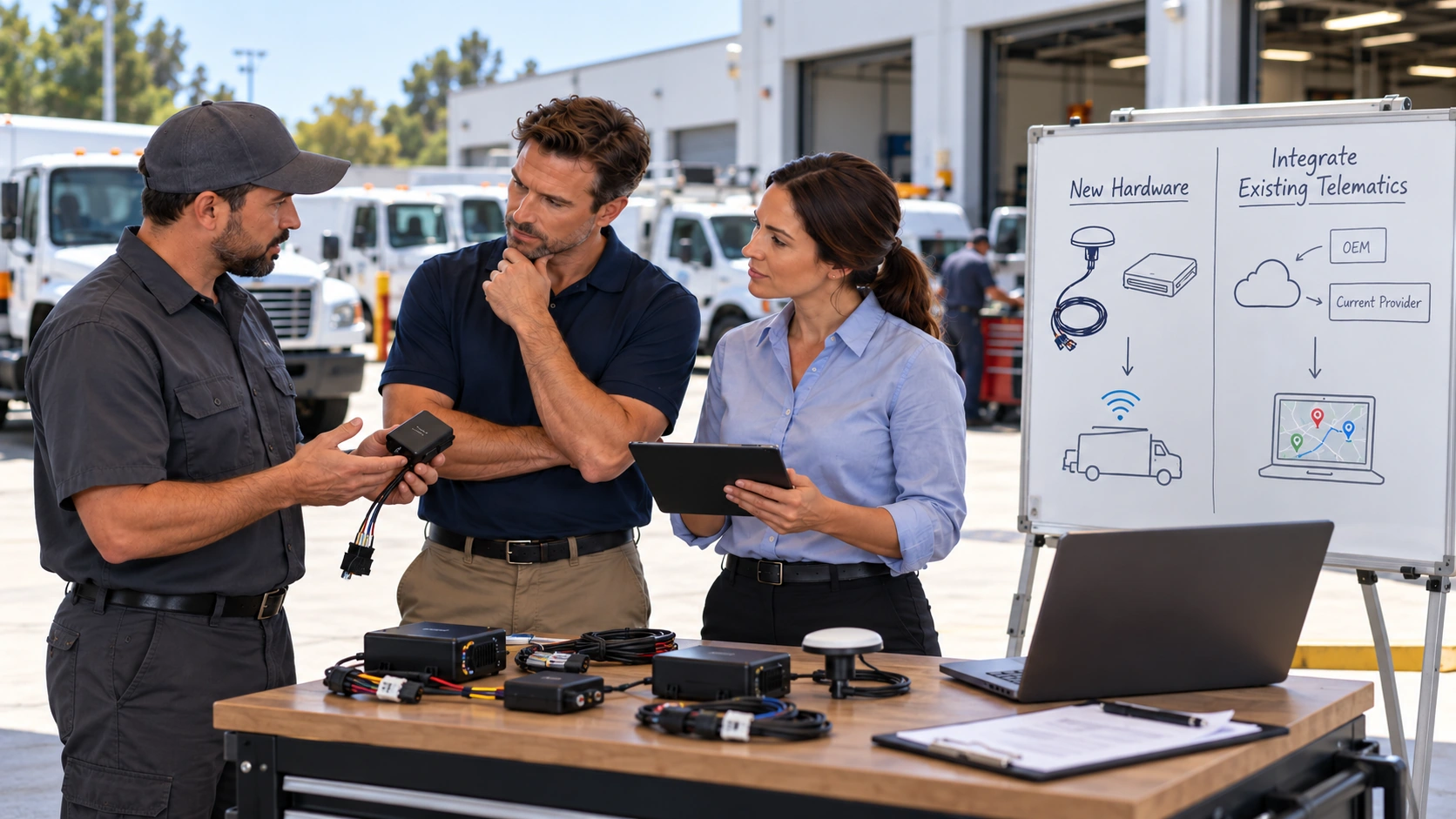 New telematics hardware cost path compared with an integration first path using existing provider data