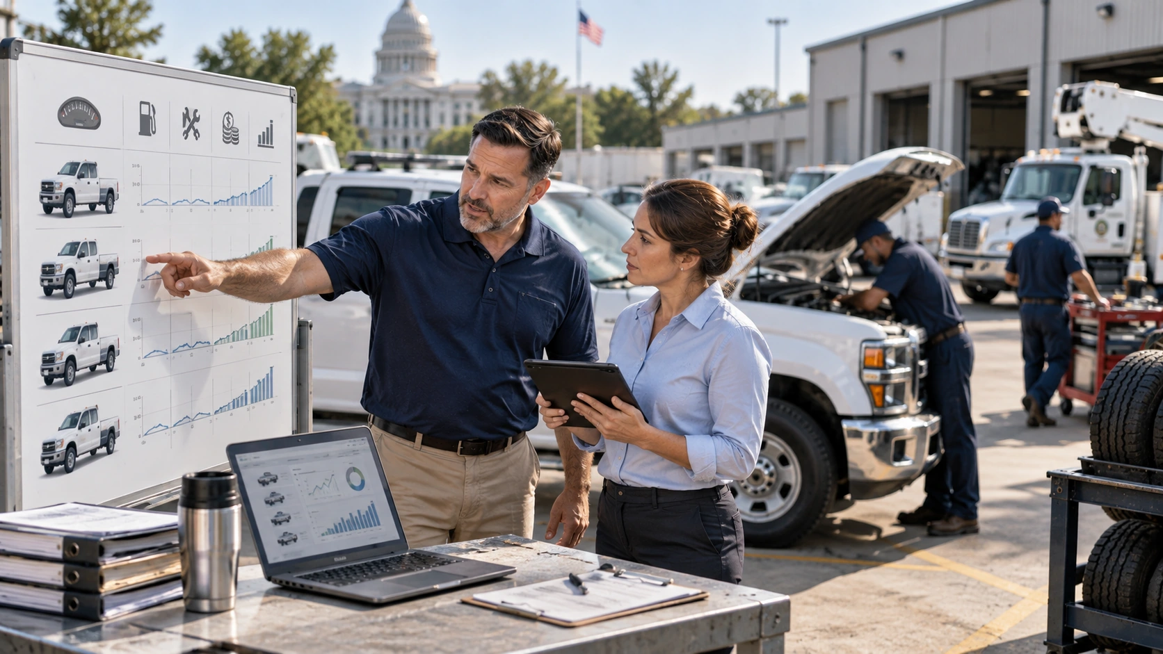 Lifecycle cost record tracking maintenance, fuel, and utilization for one vehicle over time