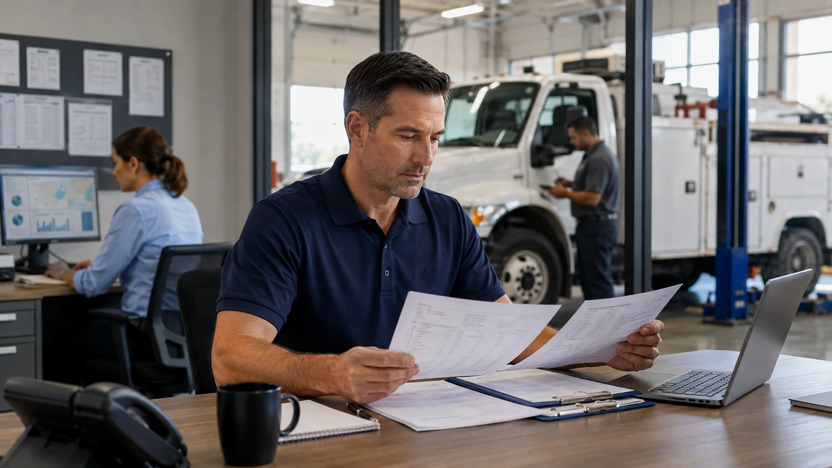 Fleet manager comparing fuel card, telematics, and maintenance odometer data