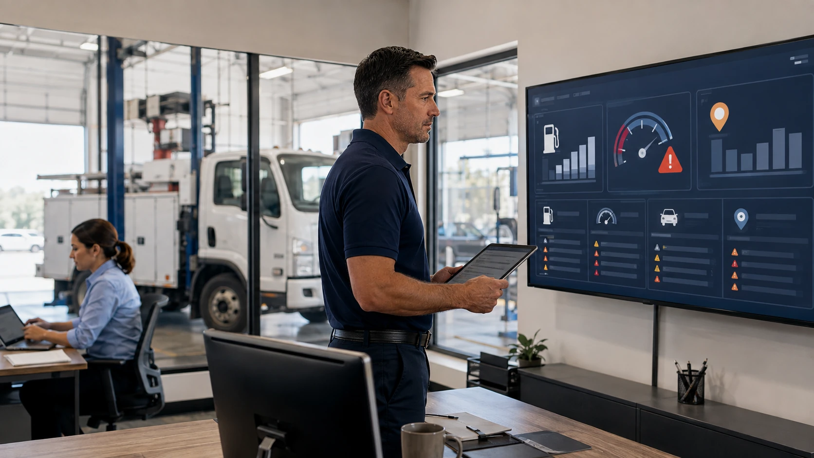 Fleet dashboard showing an MPG variance alert
