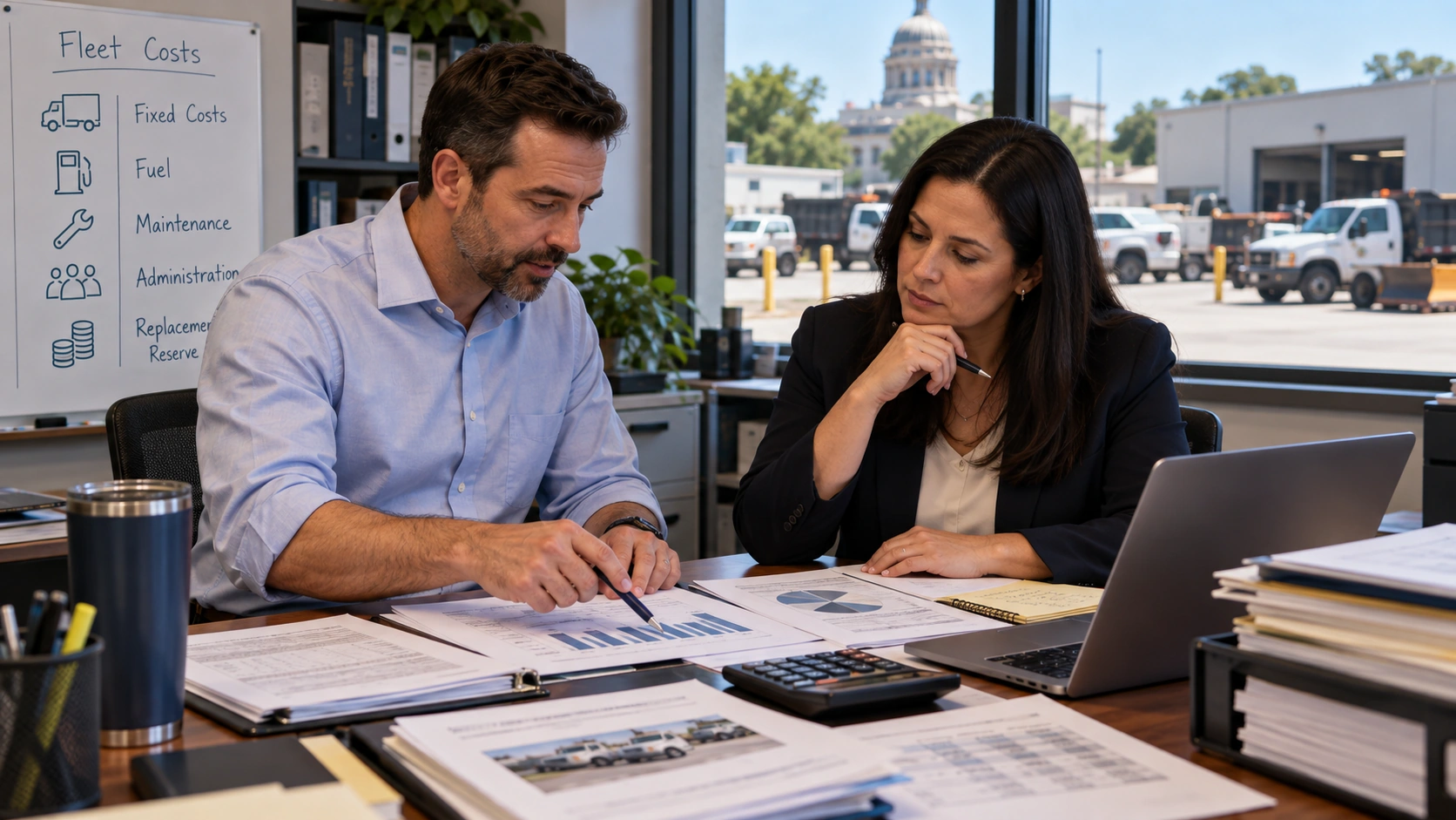 Direct, indirect, and capital cost components that make up a defensible fleet chargeback rate