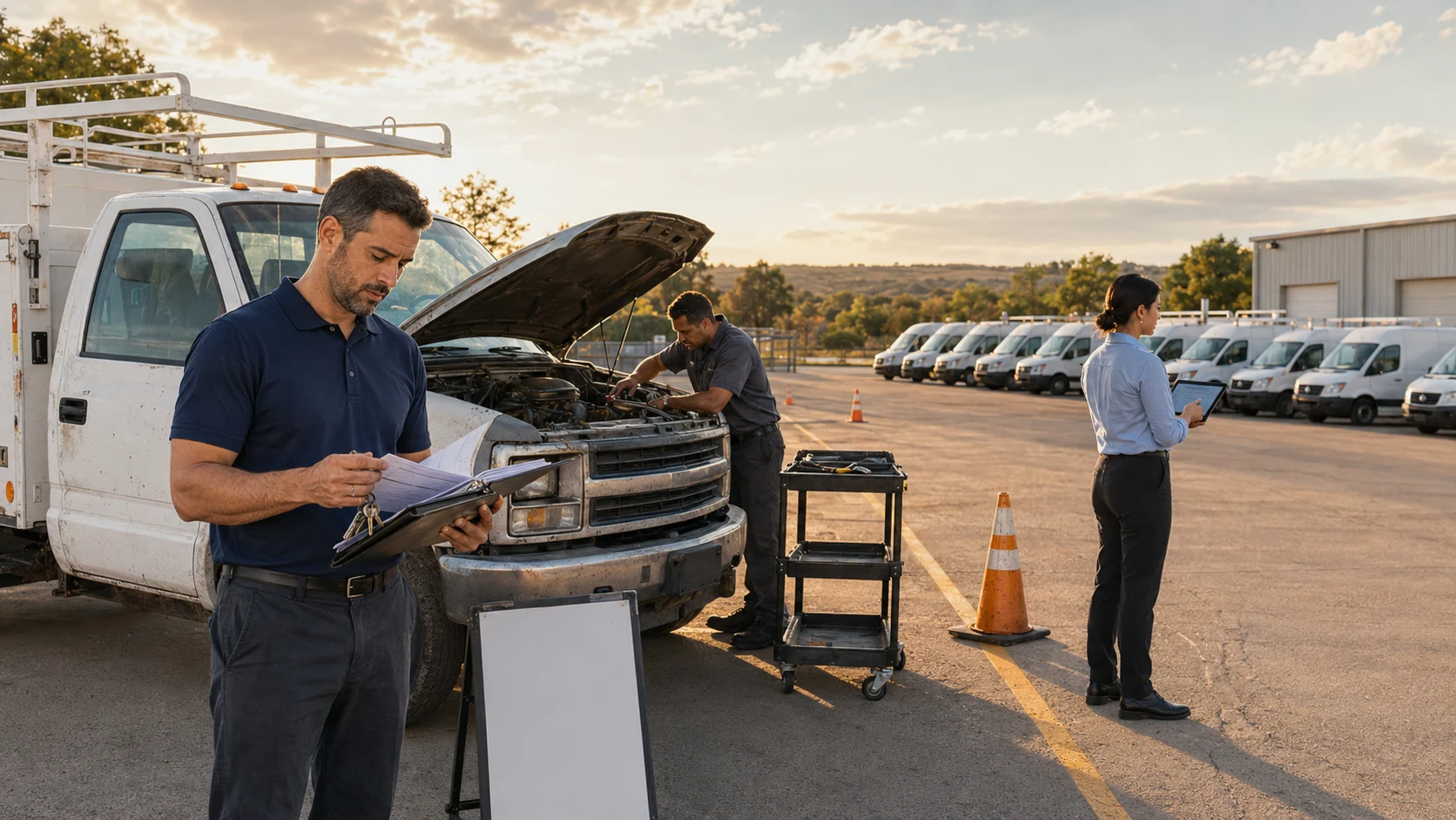 Technician recording preventive maintenance data on a tablet