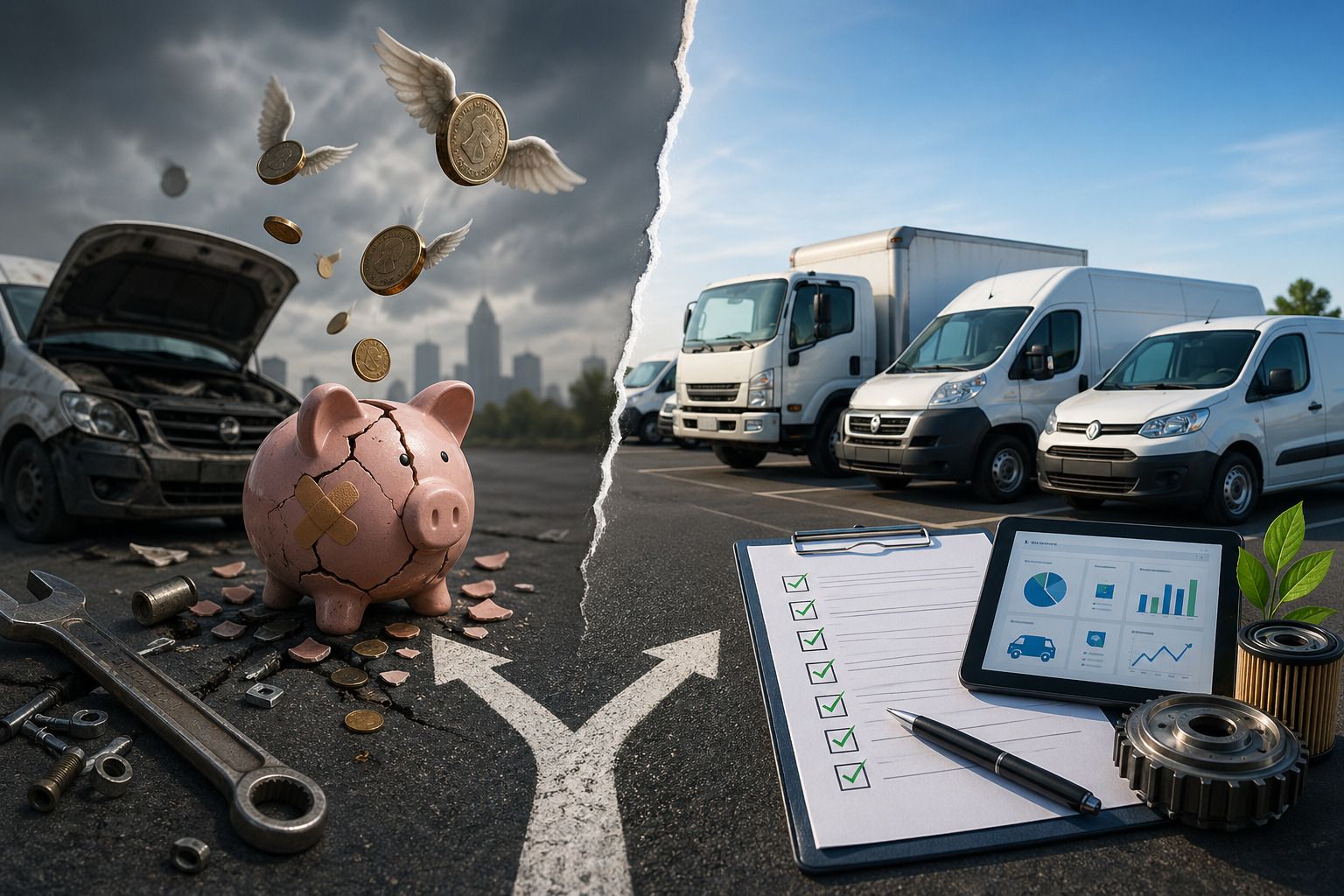 Fleet manager reviewing cost cutting risks in fleet operations