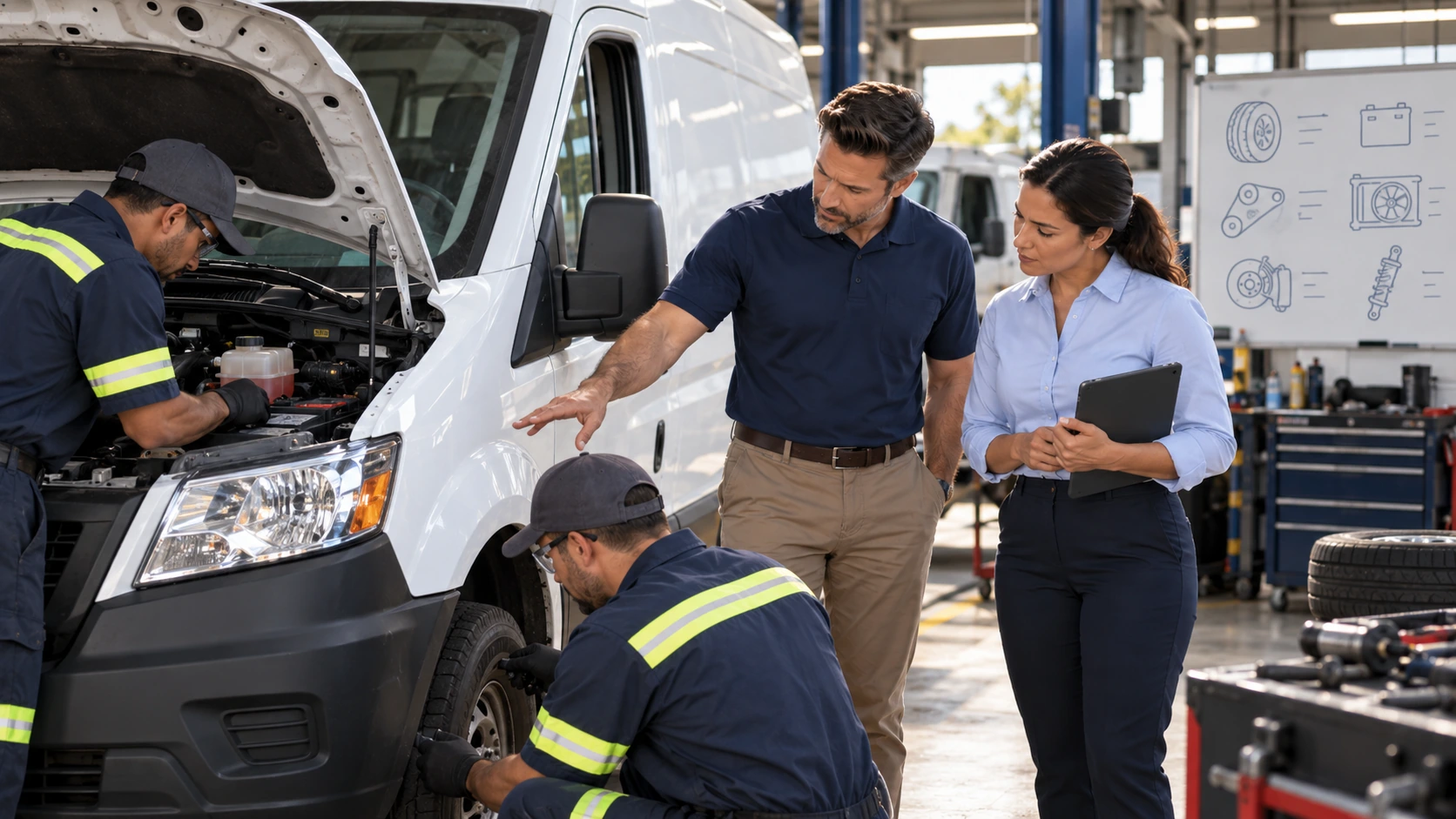 Roadside event failure categories including tires, brakes, lighting, cooling, and starting systems