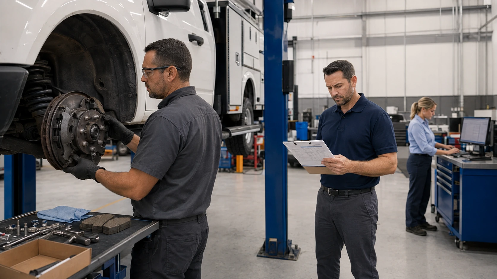 Qualified inspector reviewing brake test results before sign off
