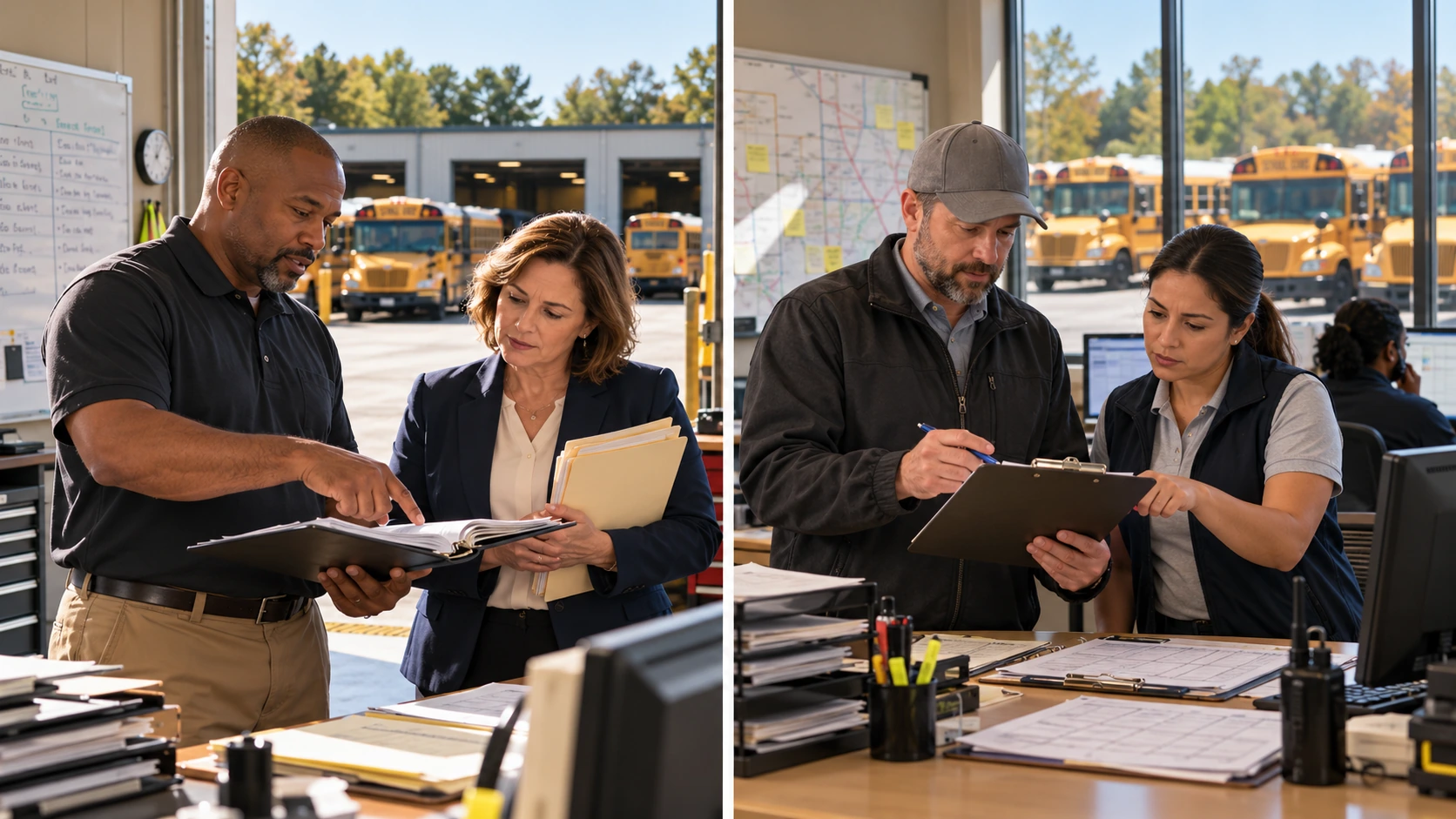 Contracted school buses with dedicated and shared capacity during peak hours
