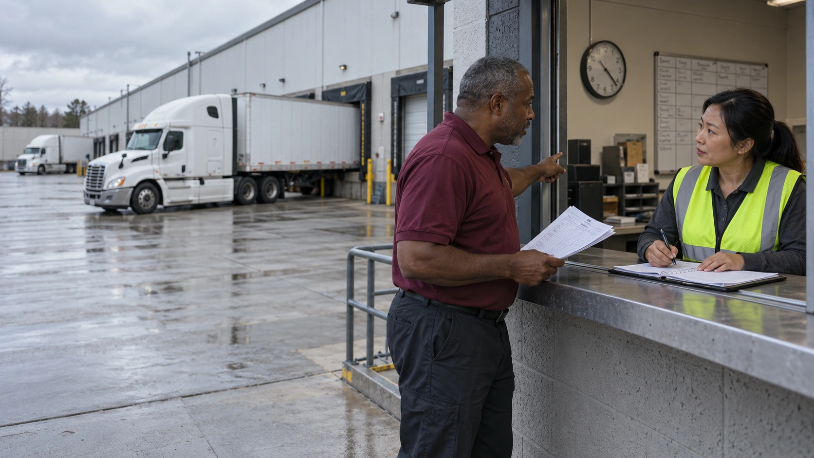 Truck waiting at a loading dock illustrating detention and empty miles