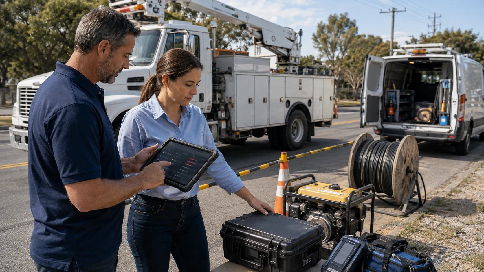 Cable reel and generator location tracked separately from the assigned vehicle