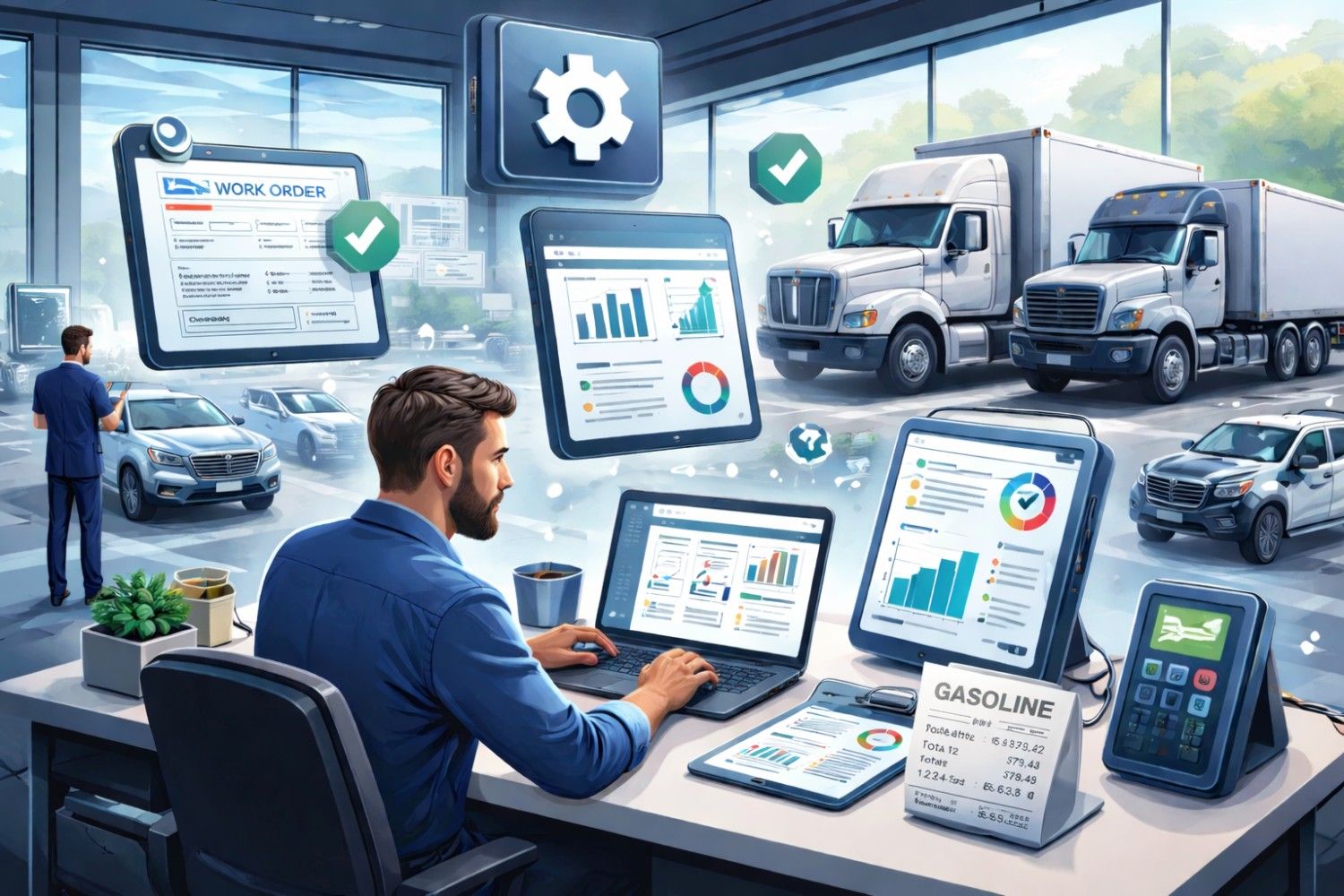 Fleet manager automating time-wasting administrative tasks using fleet management software