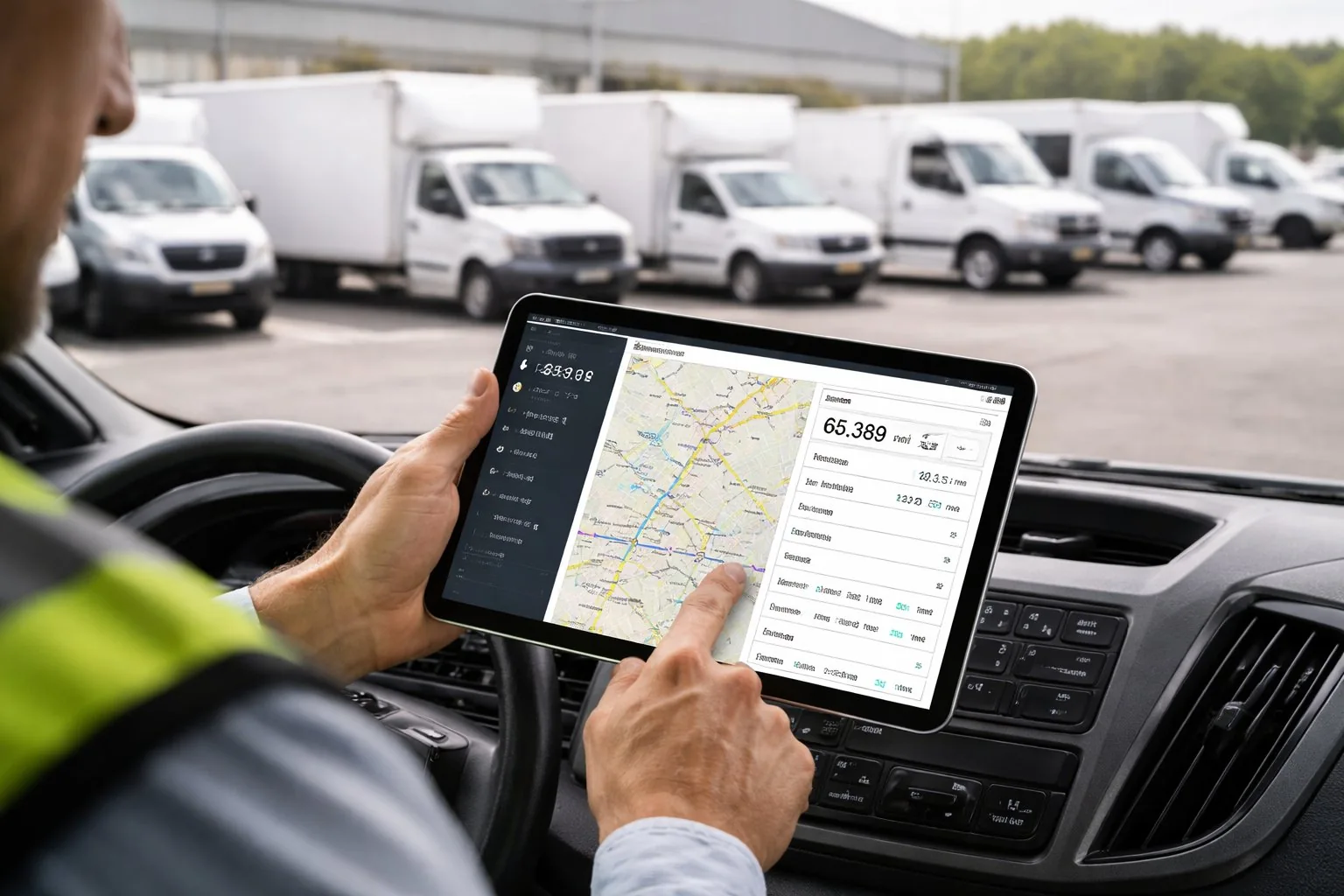 Fleet vehicle dashboard showing automatic mileage tracking data