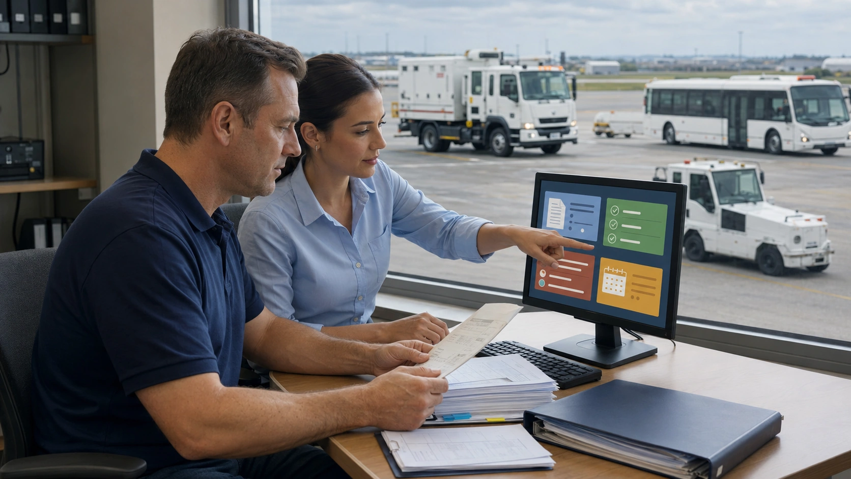 Centralized airport fleet record system connecting inspections, repairs, and approvals