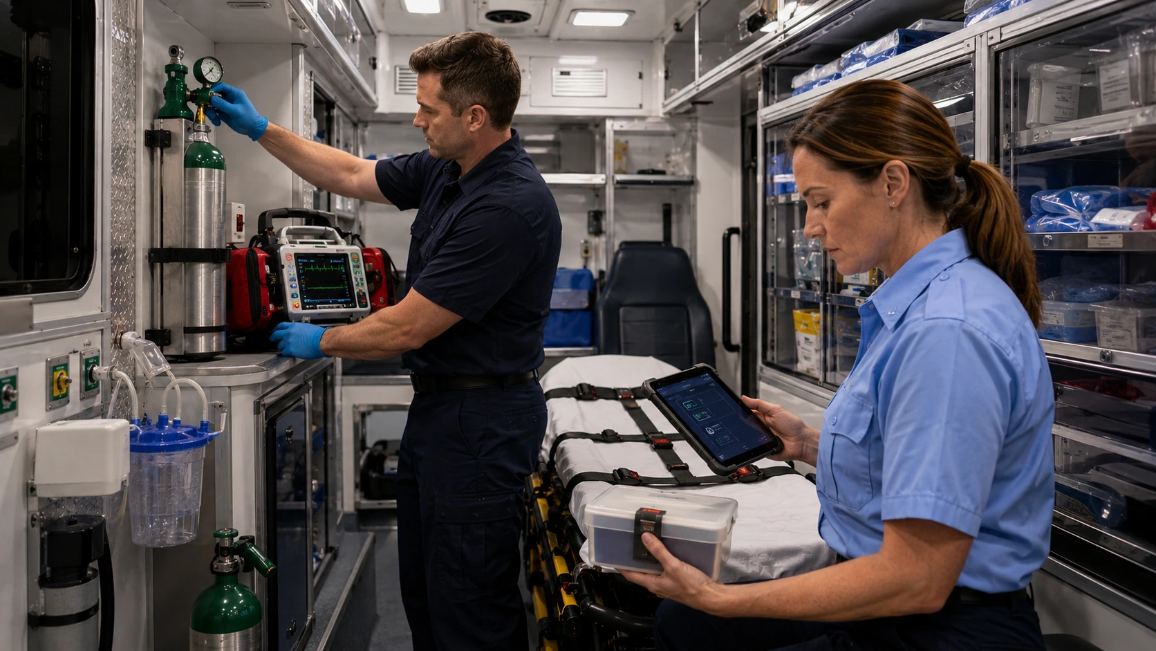 Crew documenting a narcotic count log during shift custody transfer