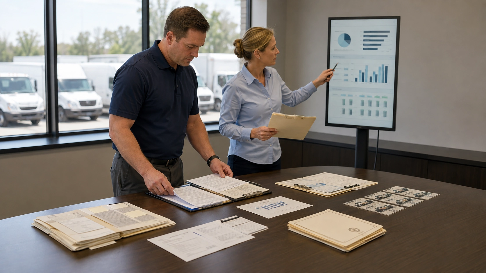 Fleet manager working through the CSA score diagnostic checklist