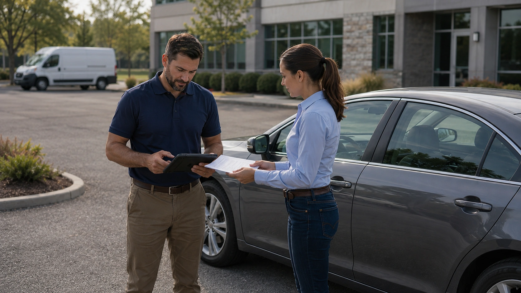 Grey fleet review documenting business use, insurance, and driver authorization for a personal vehicle