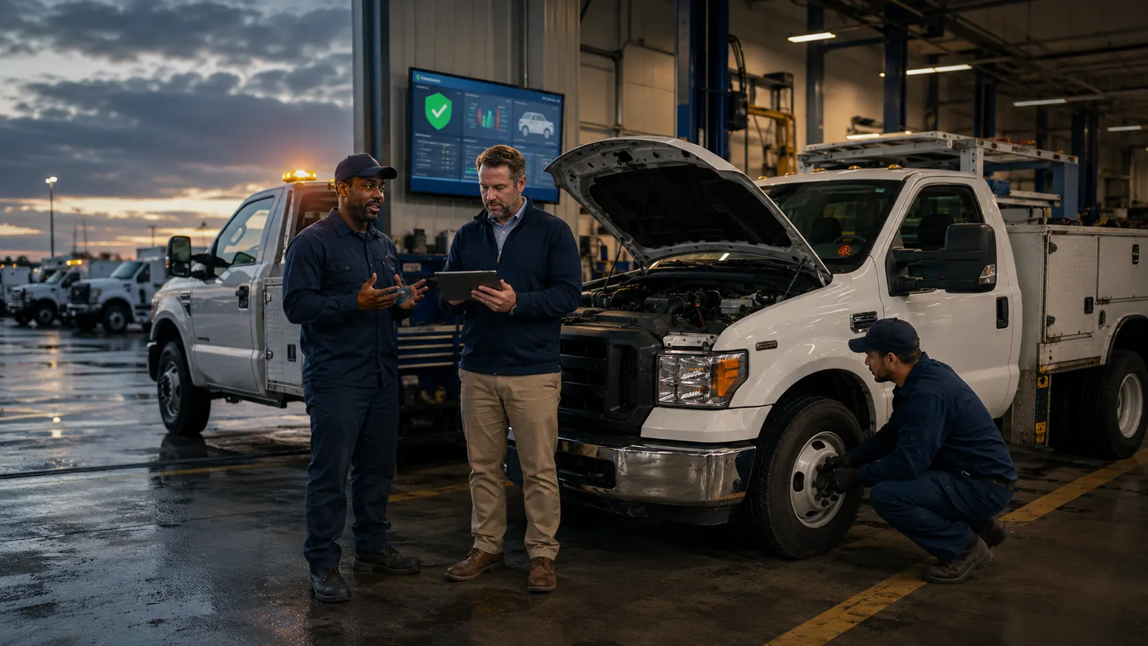 Fleet manager reviewing a driver reported safety defect and assigning a repair task