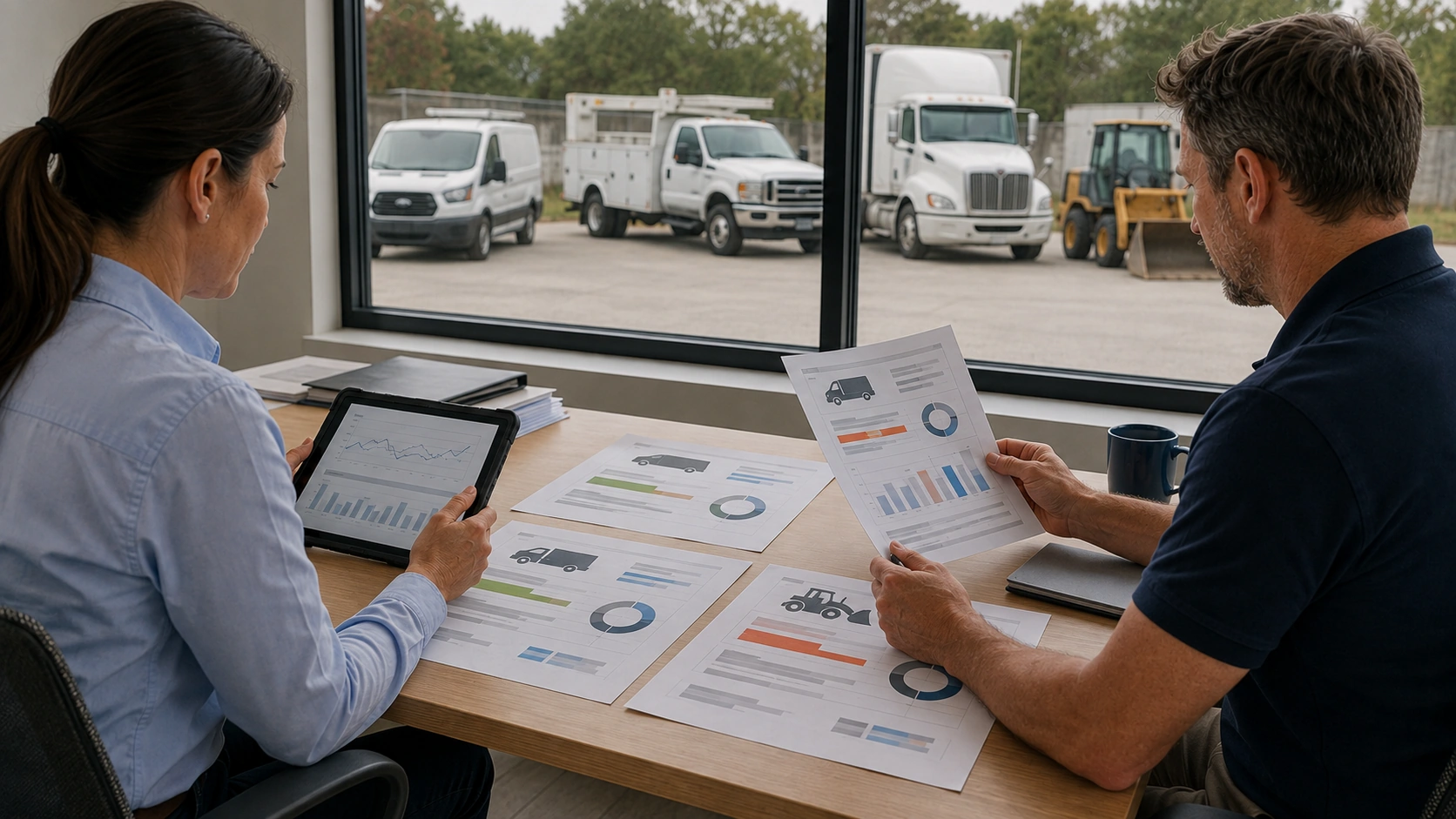 Fleet manager comparing uptime results against an internal baseline by vehicle class
