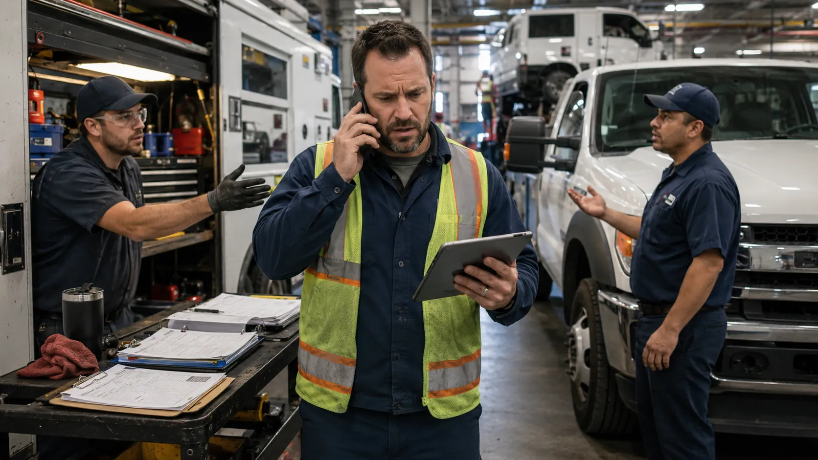 Illustration of verbal task management gaps in fleet operations causing missed assignments