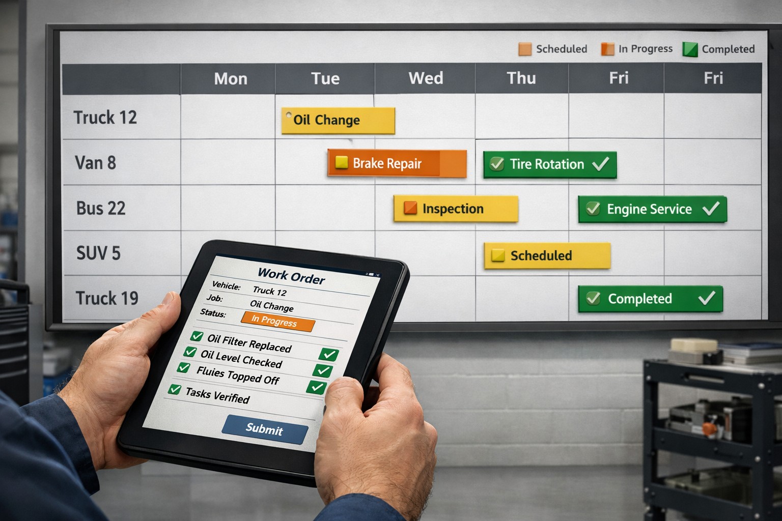Schedule monitor verify maintenance activities