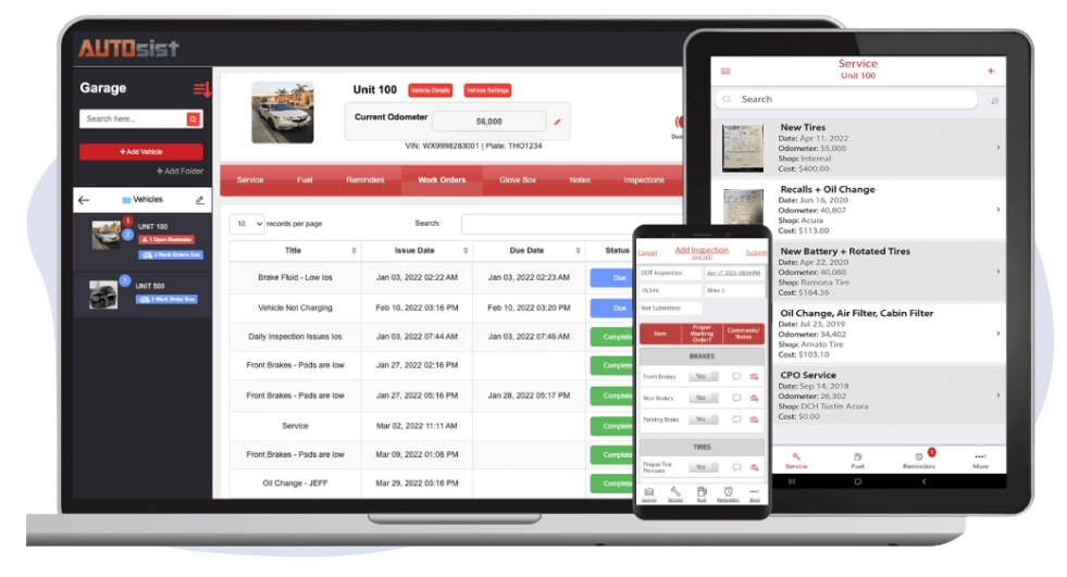 AUTOsist Fleet Management Software Dashboard